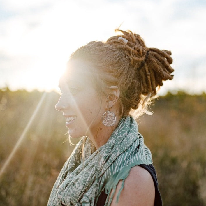 Golden Round Ripple Earrings