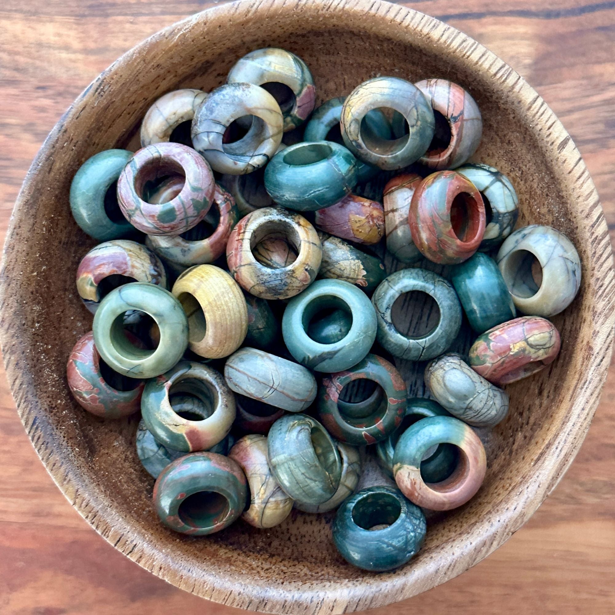 Jasper Gemstones dreadlock beads, set of 10 (view 2) - Mountain Dreads