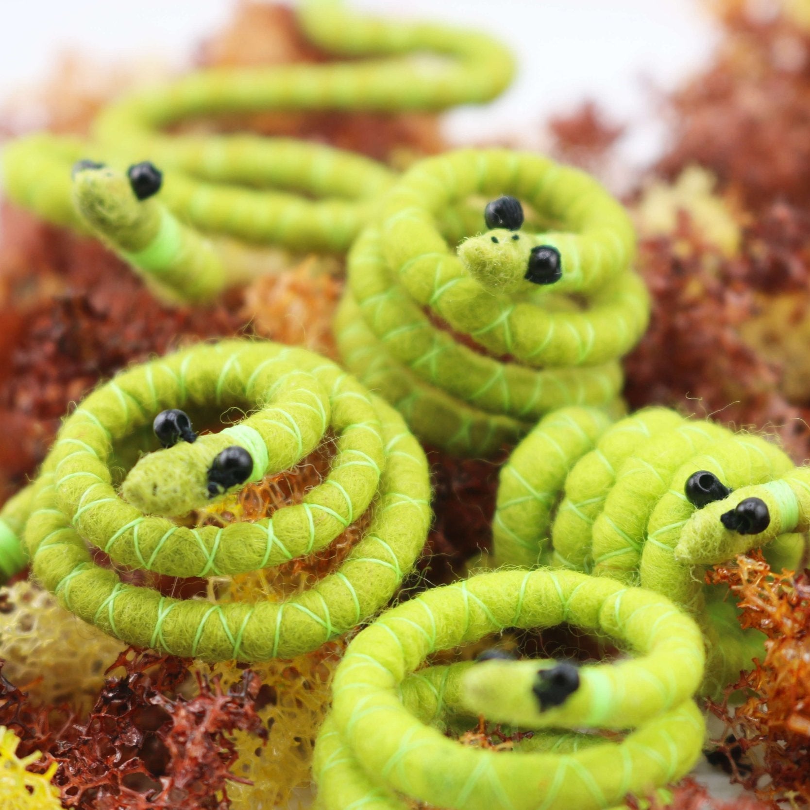 Glow Wormies - Mini Wool Felt Spiralocks