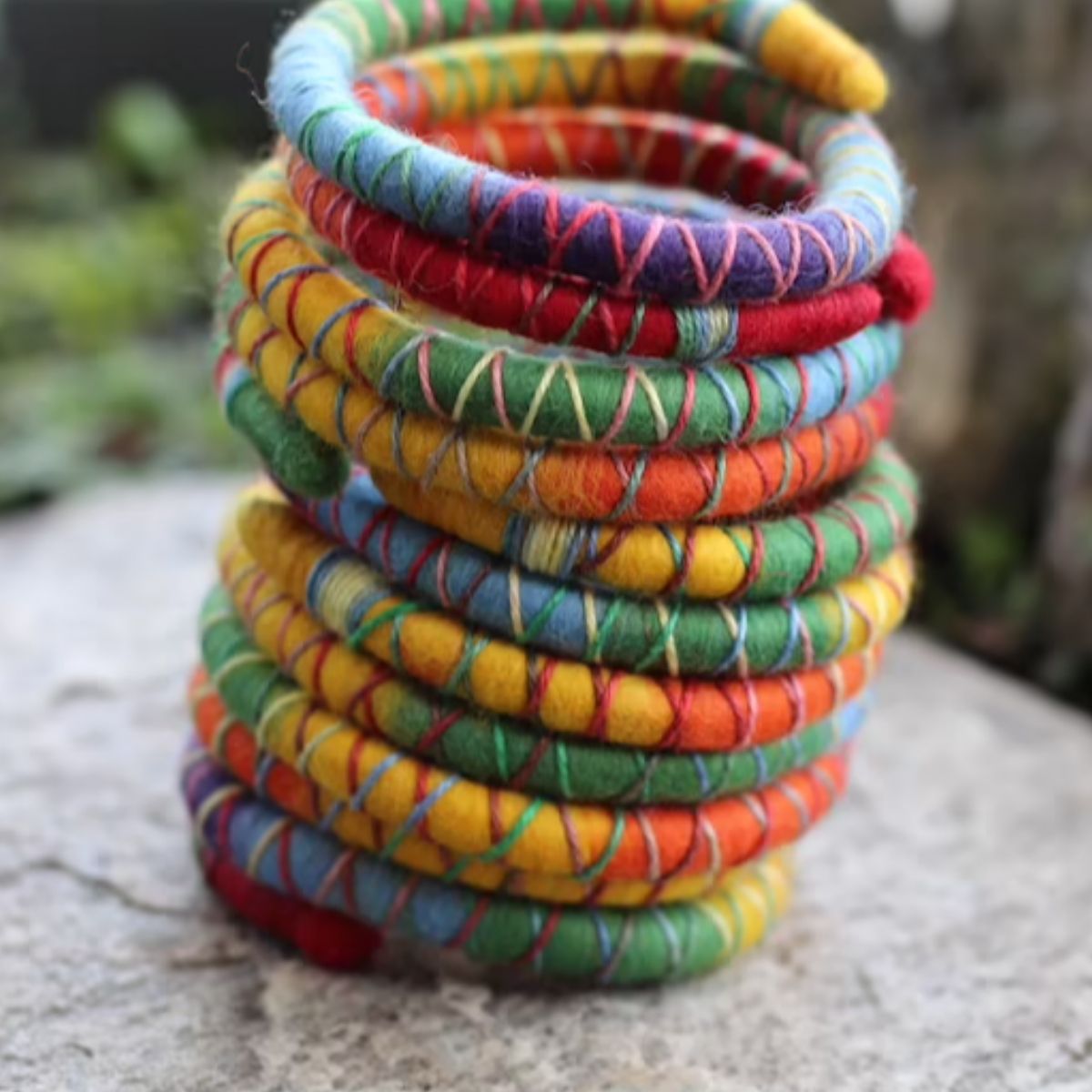 Rainbow Wool Felt Spiralocks