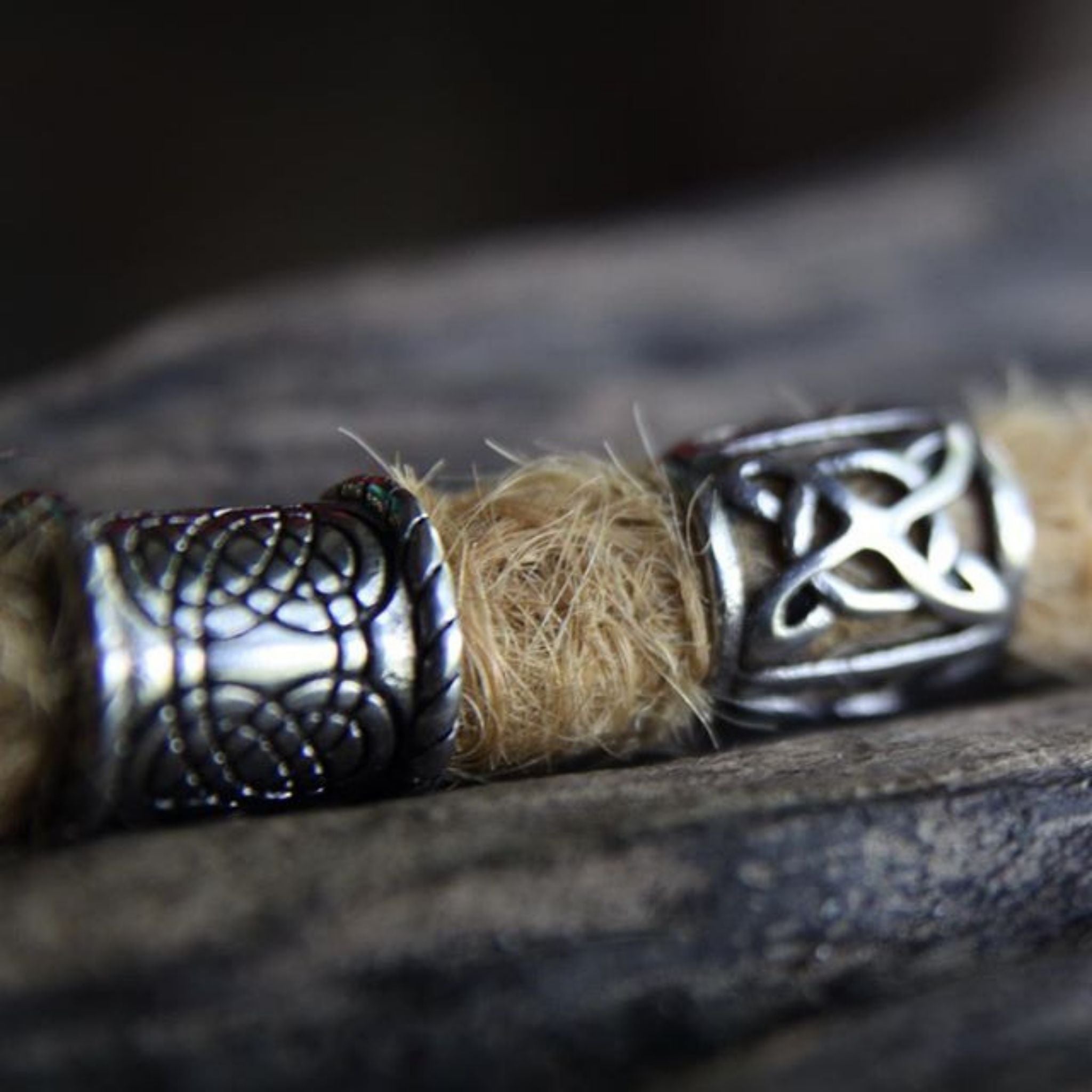 Stainless Steel dreadlock beads, set of 6 (view 3) - Mountain Dreads