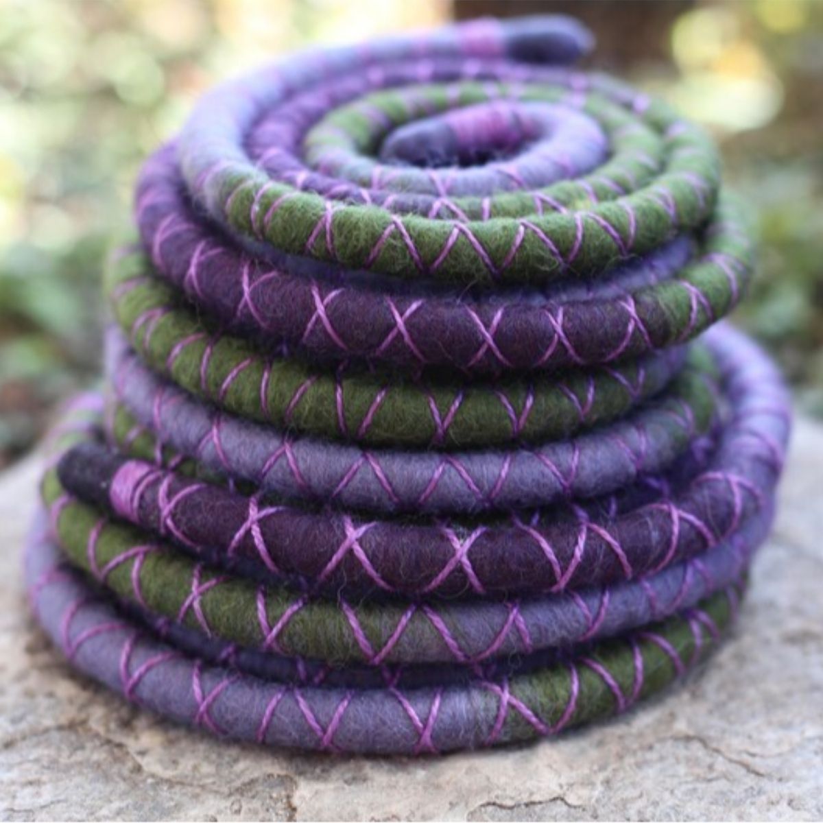 Mossy Amethyst Wool Felt Spiralocks