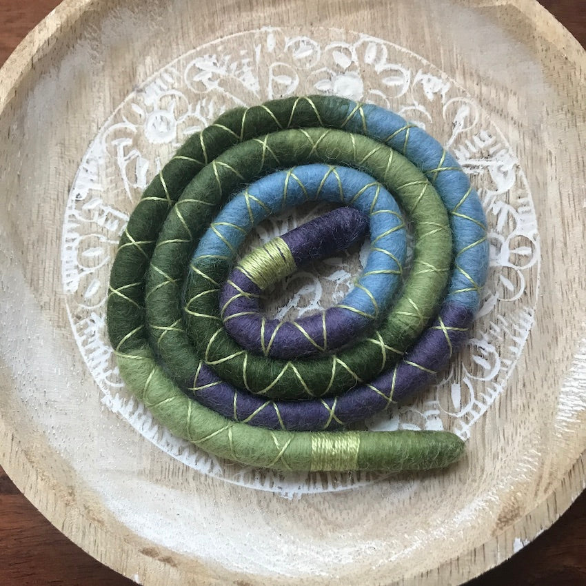 Fairy Garden Wool Felt Spiralocks dreadlock ties (view 3) - Mountain Dreads