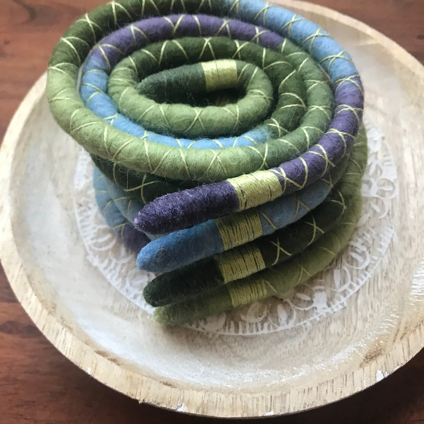 Fairy Garden Wool Felt Spiralocks dreadlock ties (view 4) - Mountain Dreads