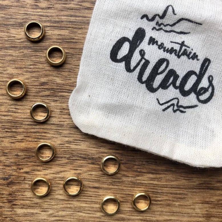Small Golden Dreadlock Rings | Set Of 10