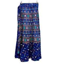 Blue Cotton Wrap Skirt