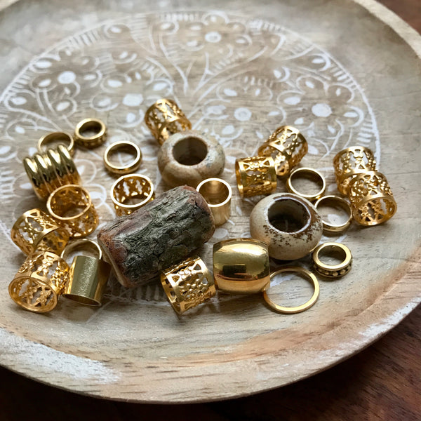 Golden Dreadlock Beads | Set Of 25