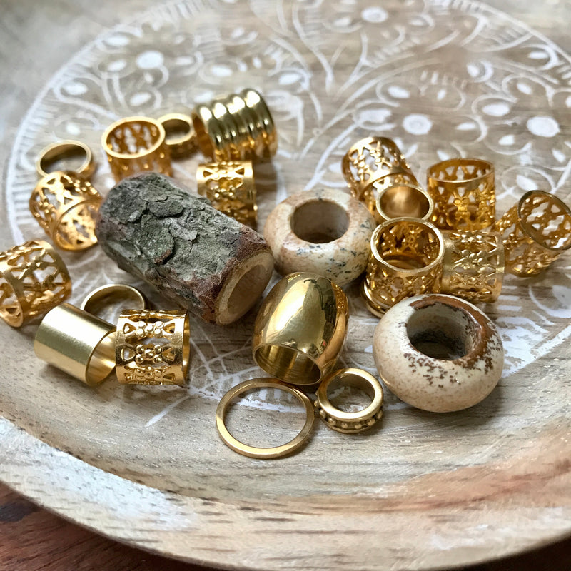 Golden Dreadlock Beads | Set Of 25