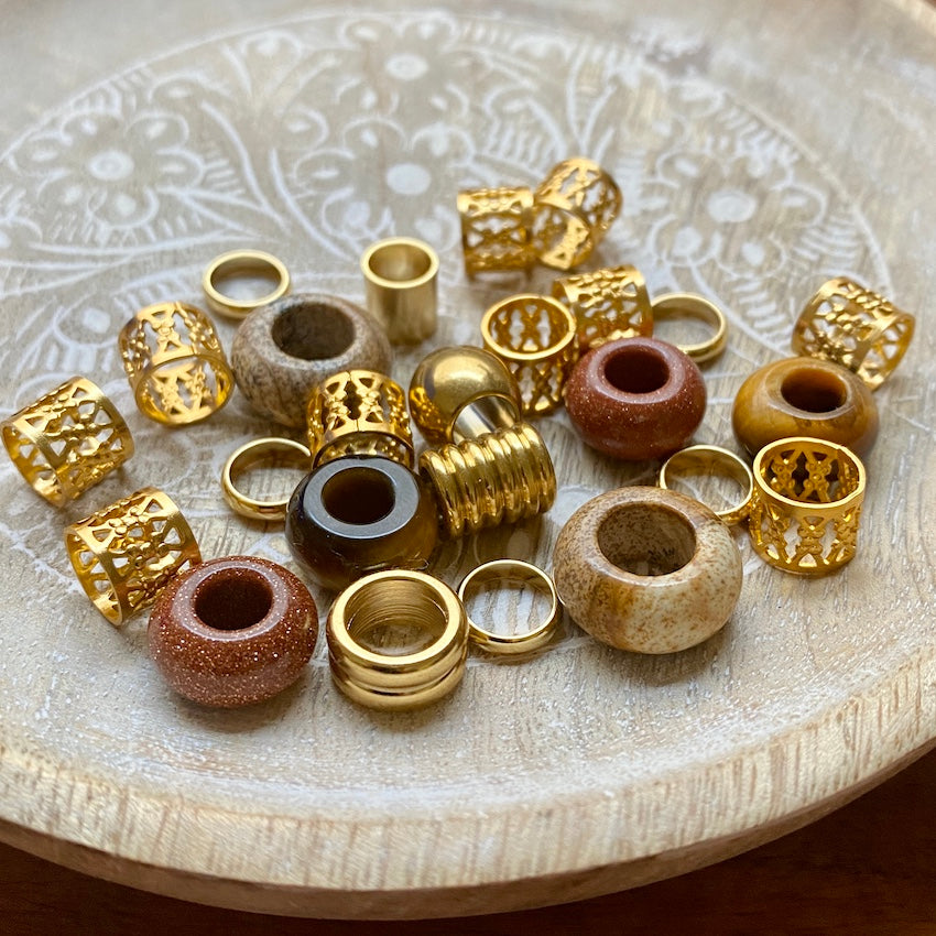 Golden Days Dreadlock Beads | Set Of 25