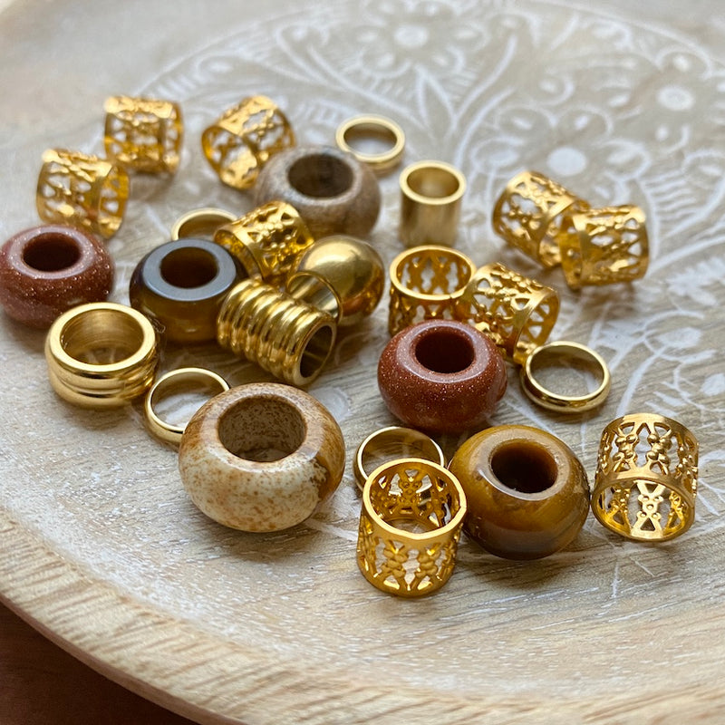 Golden Days Dreadlock Beads | Set Of 25
