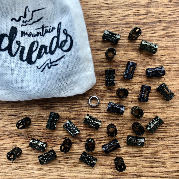 Micro Black Filigree Cuffs  Set Of 40 – Mountain Dreads