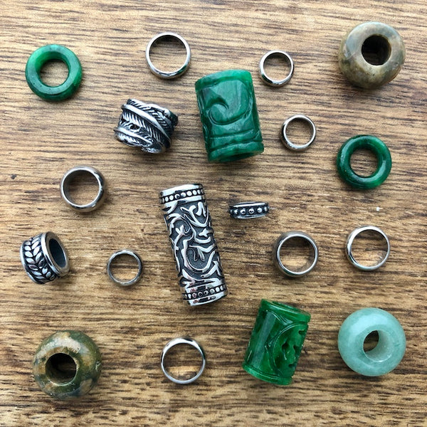 Green Jade Dreadlock Beads | Set Of 20