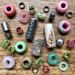 Pink & Green Dreadlock Beads | Set of 30