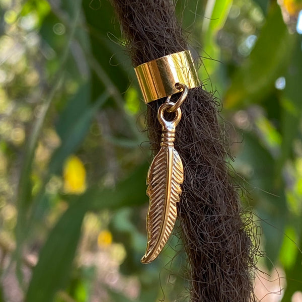 Golden Feather Dangle Bead