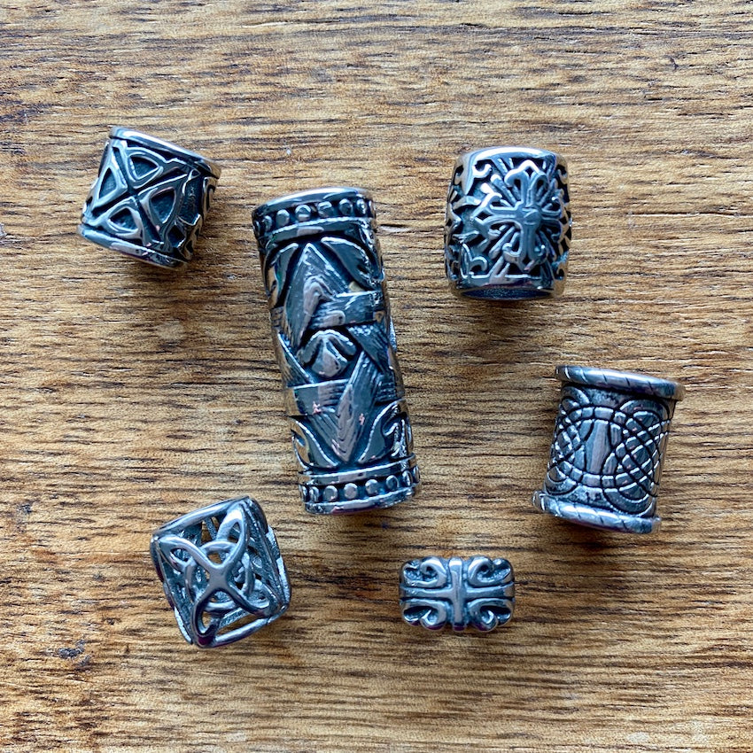 Stainless Steel dreadlock beads, set of 6 (view 5) - Mountain Dreads