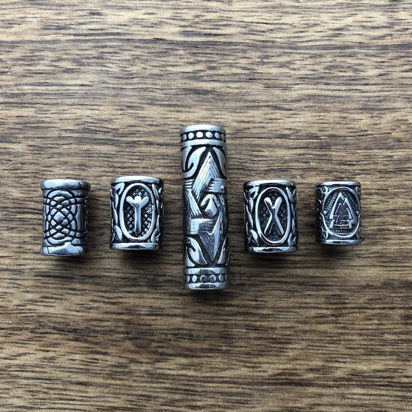 Stainless Steel Viking Beads | Set Of 5