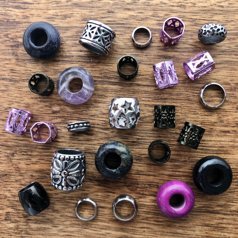 Purple Galaxy Dreadlock Beads | Set Of 25