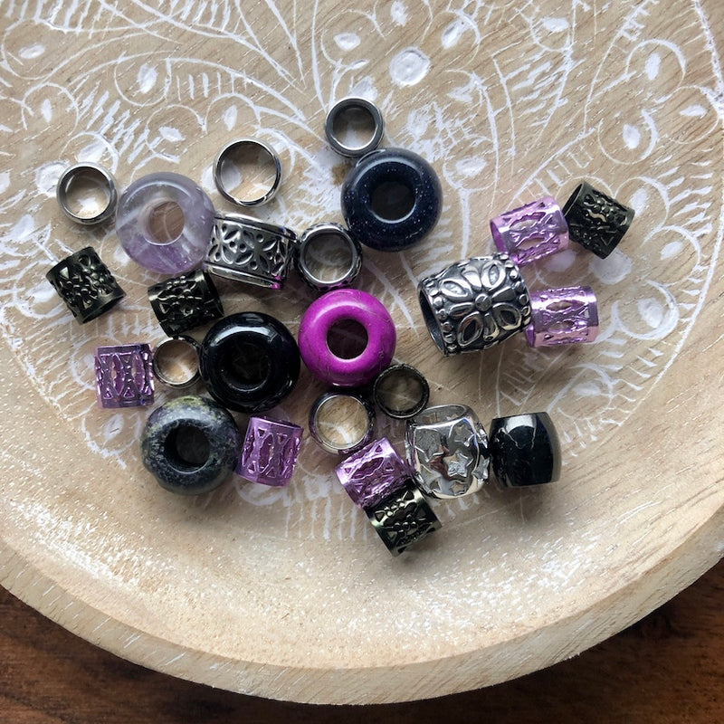 Purple Galaxy Dreadlock Beads | Set Of 25