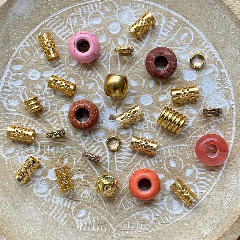Dusty Peach Dreadlock Beads | Set Of 25