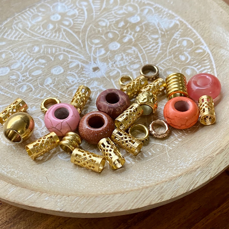 Dusty Peach Dreadlock Beads | Set Of 25