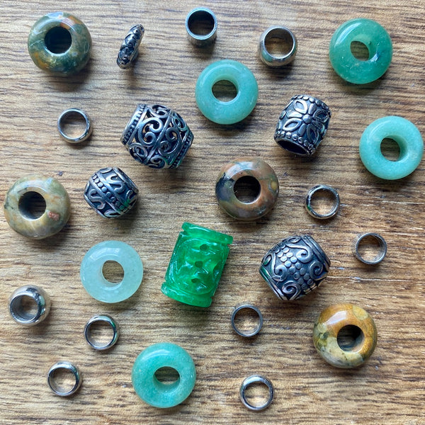 Eucalyptus Green Dreadlock Beads | Set Of 25