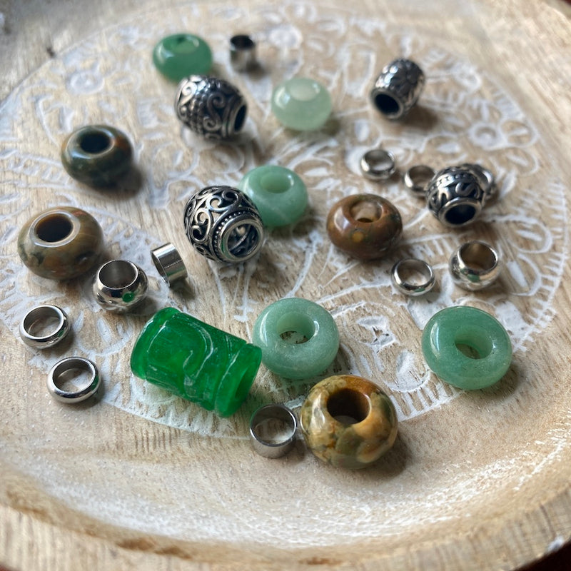 Eucalyptus Green Dreadlock Beads | Set Of 25