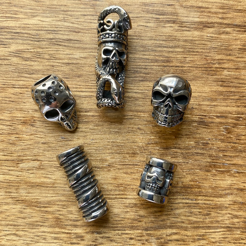 håndtag manuskript seng Skull Beads | Stainless Steel | Set Of 5 – Mountain Dreads