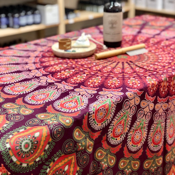 Maroon Mandala Tablecloth