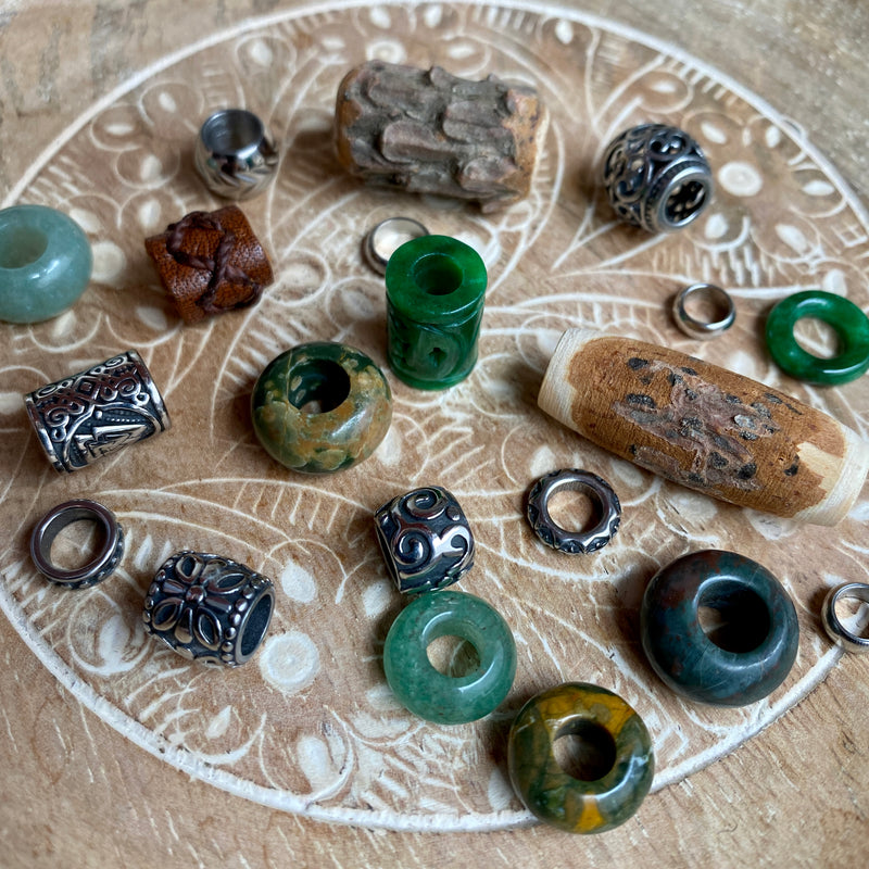 OOAK Forest Dreadlock Beads | Set Of 20