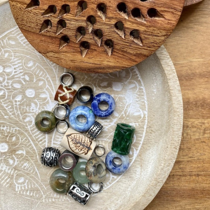 One of a Kind Dreadlock Beads | Set Of 20 in Wooden Box