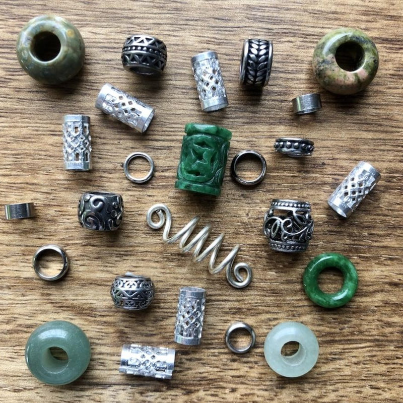 Green Dreadlock Beads | Set Of 25