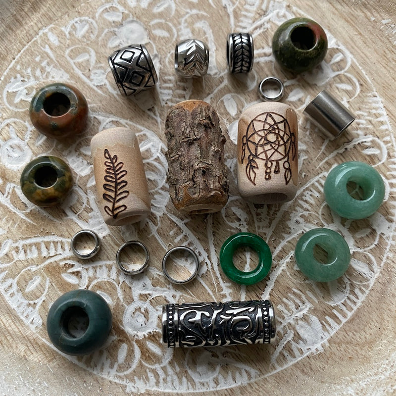Forest Dreadlock Beads | Set of 20