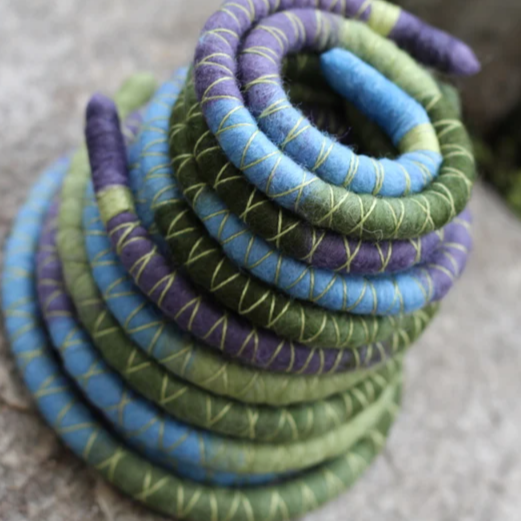 Fairy Garden Wool Felt Spiralocks dreadlock ties (view 6) - Mountain Dreads