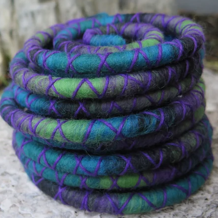 Lush Peacock Wool Felt Spiralocks